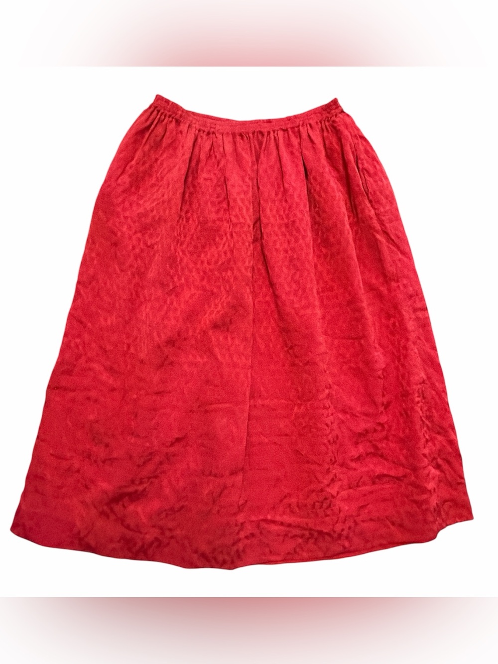 Vintage 90s Christian Dior Sport CD Logo Red Silk Midi Skirt Size 12